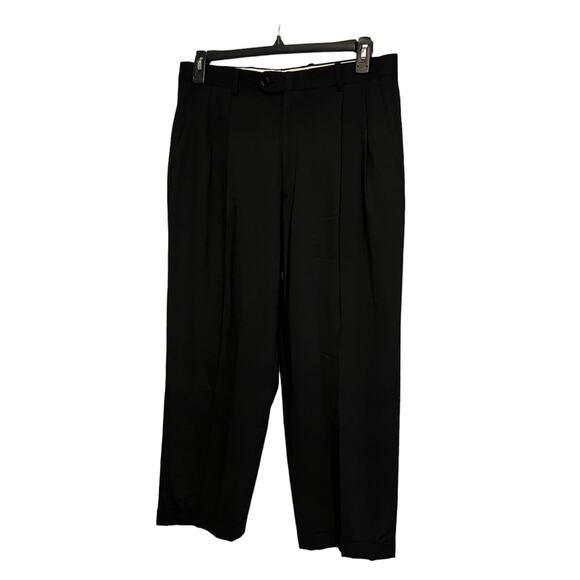 Pronto-Uomo Lessona Natural Stretch Super 100's Suit Pants Mens 34S Black Wool - Picture 6 of 13